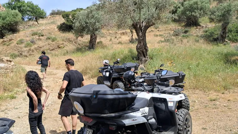 Quad climbing a rocky mountain path in Naxian interior
